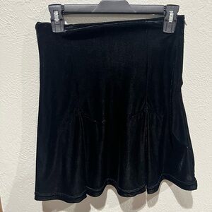 Wrapper Black Velvet A-Line Skirt Mini Goth Made in USA Vintage EUC